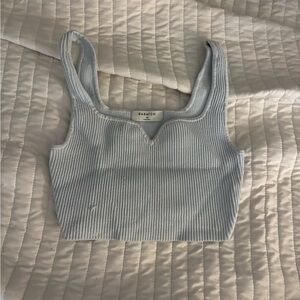 Babaton Sky Blue Ribbed Crop Top